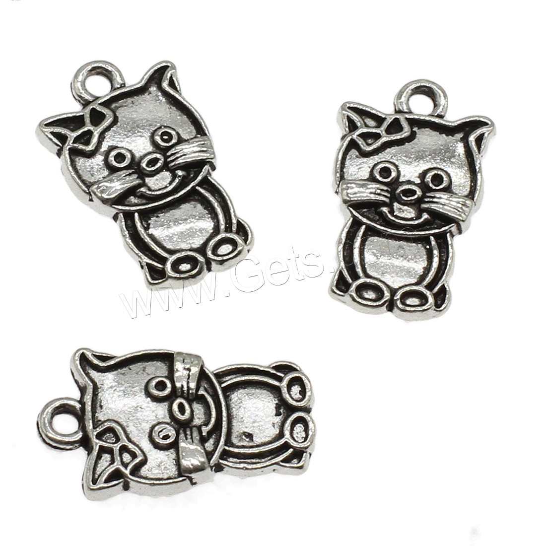 Zinc Alloy Animal Pendants, Cat, plated, more colors for choice, 11.5x19.5x2mm, Hole:Approx 1.6mm, Approx 666PCs/KG, Sold By KG