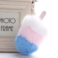Plush Key Clasp, with Wood & Zinc Alloy, Ice Cream, cute & for woman 