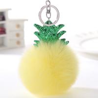 Plush Key Clasp, with PU Leather & Zinc Alloy, Pineapple, cute & for woman 80mm 