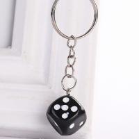 Resin Key Chain, with Zinc Alloy, Dice, Unisex 