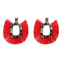 Zinc Alloy Tassel Earring, with Cotton Thread & Acrylic, plated, fashion jewelry & for woman 