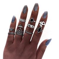 Zinc Set anillo de aleación, aleación de zinc, anillo de dedo, chapado, Joyería & para mujer, plateado, Vendido por Set