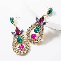 Zinc Alloy Rhinestone Drop Earring, with Zinc Alloy, plated, fashion jewelry & for woman 