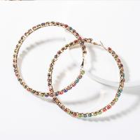 Zinc Alloy Rhinestone Hoop Earring, plated, fashion jewelry & for woman & with rhinestone, multi-colored 