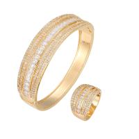 Brass Jewelry Set, bangle & finger ring, plated & for woman & with rhinestone 65*20mm, Inner Approx 65mm, US Ring .5 Approx 8 Inch 