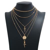 Zinc Alloy Necklace, gold color plated, Adjustable & multilayer & for woman, 20mm,22mm,30mm Approx 24 Inch 