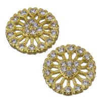 Brass Jewelry Finding, gold color plated, micro pave cubic zirconia & hollow 