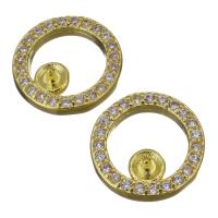 Composants de bijoux en laiton, Placage de couleur d'or, pavé de micro zircon 2.5mm,1mm, Vendu par PC