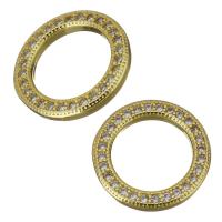 Fornituras de Metal para Joyería, Donut, chapado en color dorado, micro arcilla de zirconia cúbica, 12.5x1.5mm, agujero:aproximado 8.5mm, Vendido por UD