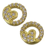 Brass Jewelry Finding, gold color plated, micro pave cubic zirconia & hollow 