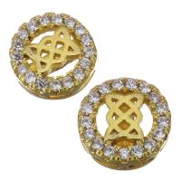 Brass Jewelry Finding, gold color plated, micro pave cubic zirconia & hollow Approx 