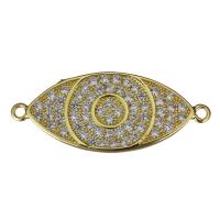 Cubic Zirconia Micro Pave Brass Connector, Eye, gold color plated, micro pave cubic zirconia & 1/1 loop Approx 1.5mm 