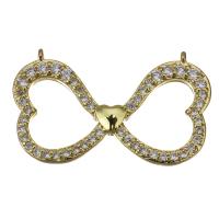 Cubic Zirconia Micro Pave Brass Pendant, Bowknot, gold color plated, fashion jewelry & micro pave cubic zirconia & double-hole Approx 0.5mm 
