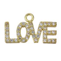 Letter Brass Pendants, Alphabet Letter, gold color plated, fashion jewelry & micro pave cubic zirconia Approx 1.5mm 
