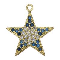 Звезды подвески латунные, Латунь, Звезда, плакирован золотом, ювелирные изделия моды & инкрустированное микро кубического циркония отверстие:Приблизительно 1mm, продается PC