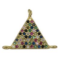 Cubic Zirconia Micro Pave Brass Pendant, Triangle, gold color plated, fashion jewelry & micro pave cubic zirconia Approx 1mm 