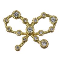 Brass Jewelry Finding, Bowknot, gold color plated, fashion jewelry & micro pave cubic zirconia 