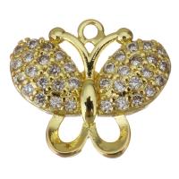Animal Brass Pendants, Butterfly, gold color plated, fashion jewelry & micro pave cubic zirconia Approx 1mm 