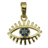 Cubic Zirconia Micro Pave Brass Pendant, Eye, gold color plated, fashion jewelry & micro pave cubic zirconia Approx 