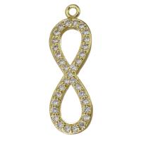 Cubic Zirconia Micro Pave Brass Pendant, Infinity, gold color plated, fashion jewelry & micro pave cubic zirconia Approx 1mm 