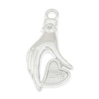 Copper Coated Plastic Pendant Setting, Hand, platinum color plated, with letter pattern Approx 2mm, Approx 
