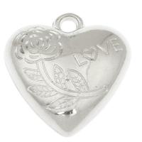 Copper Coated Plastic Pendant, Heart, platinum color plated Approx 3mm, Approx 