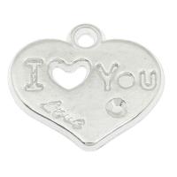 Copper Coated Plastic Pendant Setting, Flat Heart, platinum color plated, with letter pattern Approx 2.5mm, Approx 