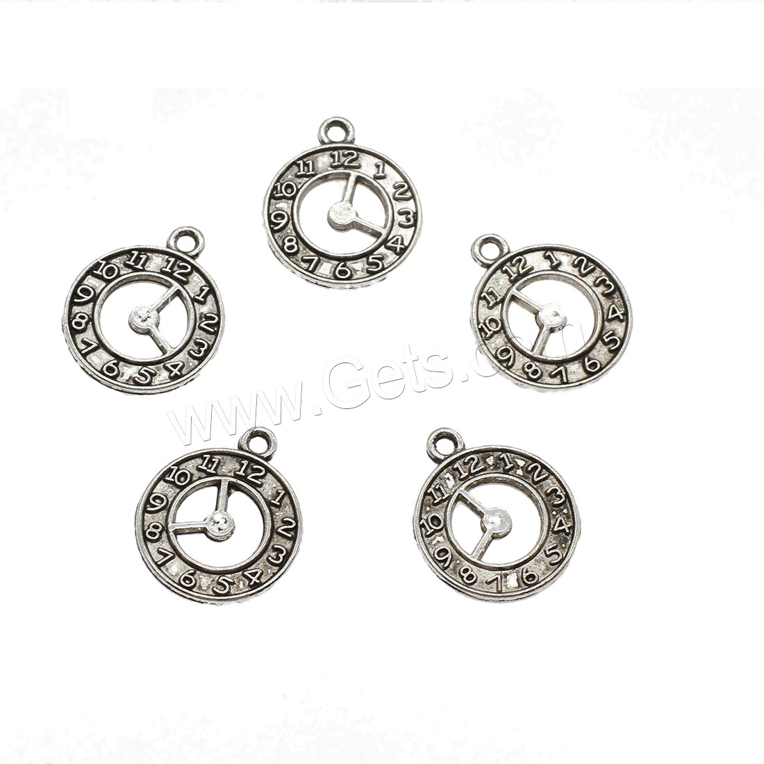 Zinc Alloy Watch Pendant, Clock, plated, more colors for choice, 18x21x1.8mm, Hole:Approx 1.8mm, Approx 588PCs/KG, Sold By KG