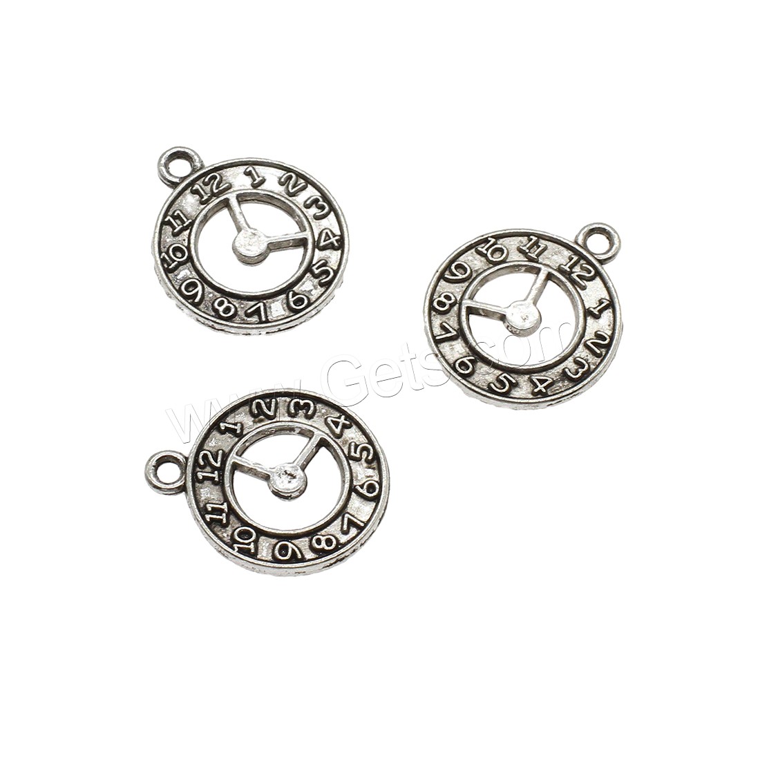 Zinc Alloy Watch Pendant, Clock, plated, more colors for choice, 18x21x1.8mm, Hole:Approx 1.8mm, Approx 588PCs/KG, Sold By KG