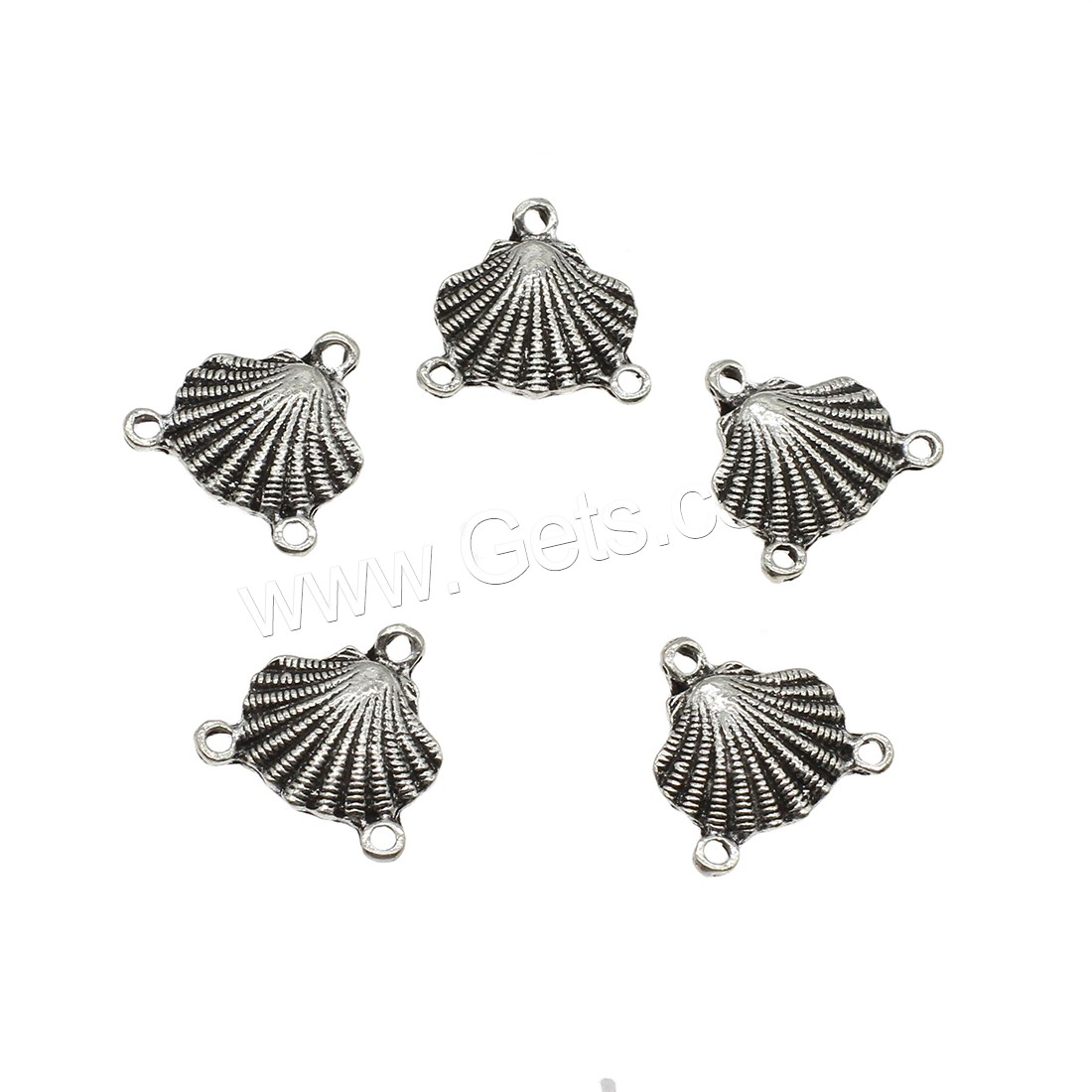 Zinc Alloy Charm Connector, Shell, plated, 1/2 loop, more colors for choice, 17x16x2.5mm, Hole:Approx 1.7mm, Approx 500PCs/KG, Sold By KG
