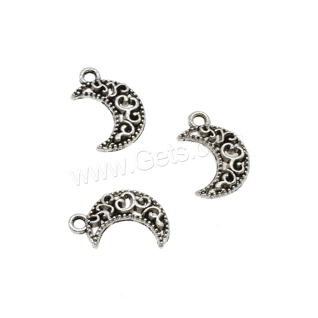 Zinc Alloy Jewelry Pendants, Moon, plated, hollow, more colors for choice, 11.5x17.5x2mm, Hole:Approx 1.9mm, Approx 2000PCs/KG, Sold By KG