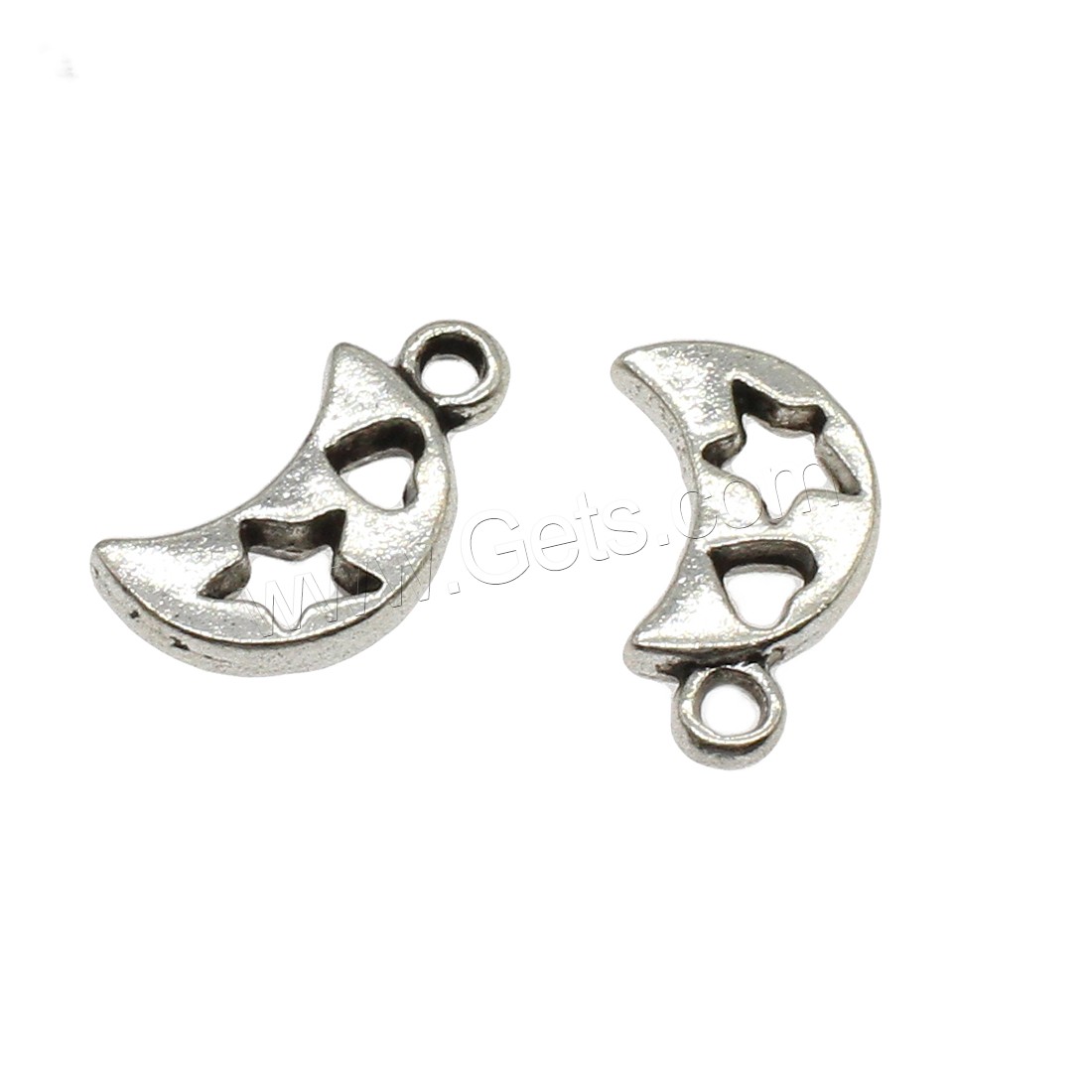 Zinc Alloy Hollow Pendants, Moon, plated, more colors for choice, 9x16.5x2.4mm, Hole:Approx 1.7mm, Approx 1000PCs/KG, Sold By KG