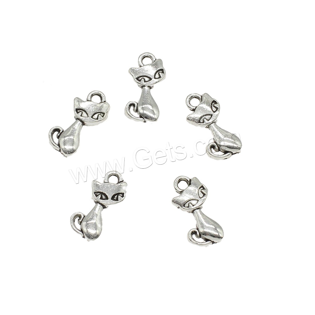 Zinc Alloy Animal Pendants, Cat, plated, more colors for choice, 8x17x2mm, Hole:Approx 1.9mm, Approx 1428PCs/KG, Sold By KG