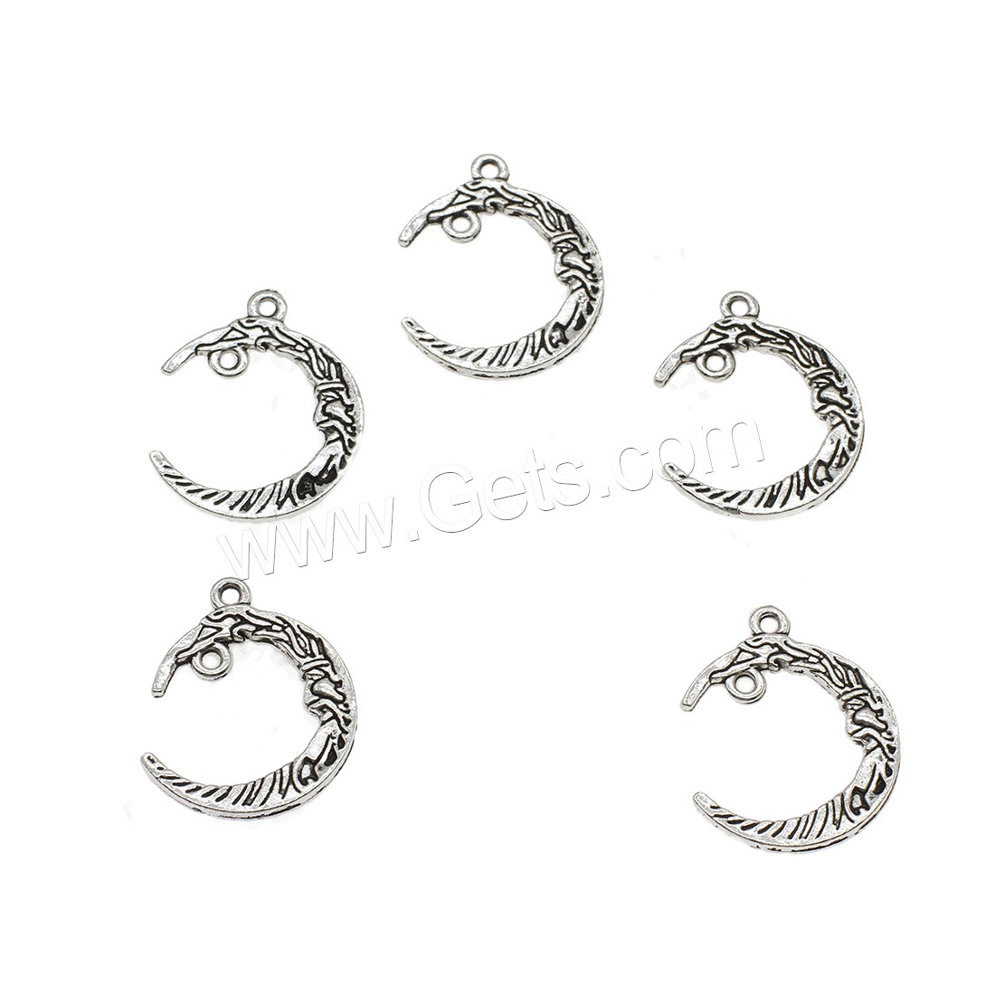 Zinc Alloy Jewelry Pendants, Moon, plated, double-hole, more colors for choice, 21x25x2.5mm, Hole:Approx 1.5mm, Approx 416PCs/KG, Sold By KG