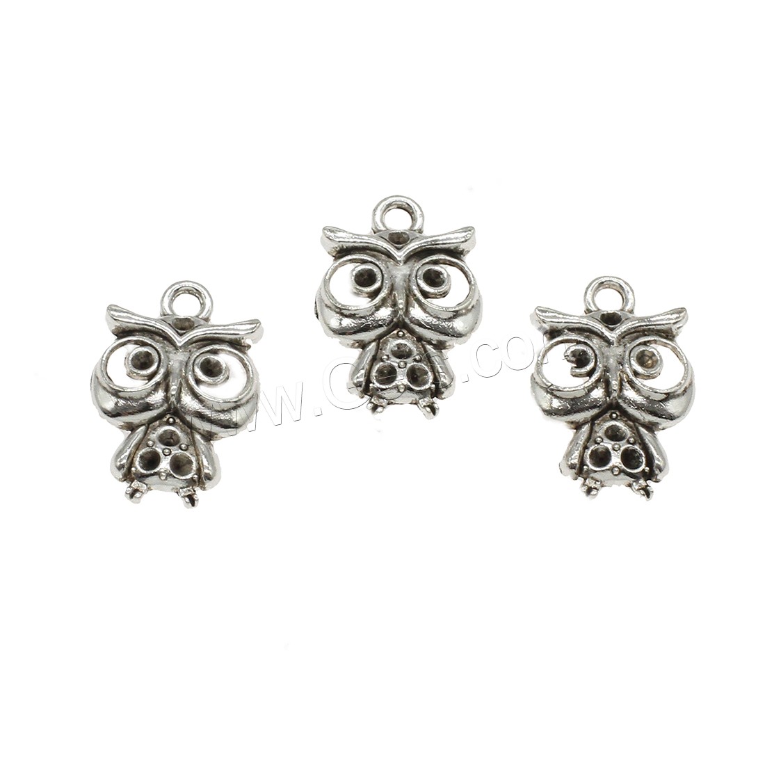 Zinc Alloy Animal Pendants, Owl, plated, more colors for choice, 14x21x3mm, Hole:Approx 2mm, Approx 833PCs/KG, Sold By KG