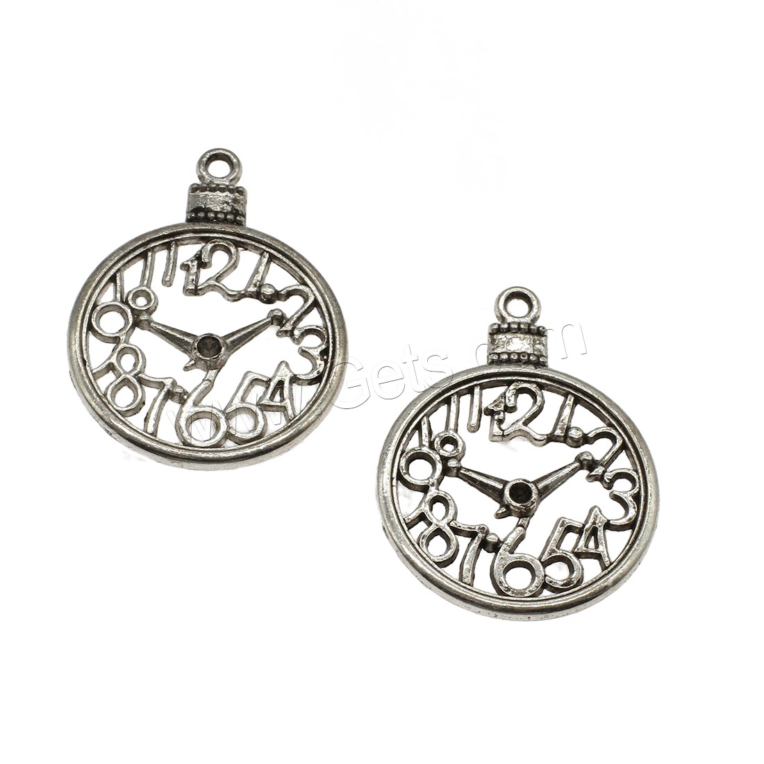 Zinc Alloy Watch Pendant, Clock, plated, hollow, more colors for choice, 30x39.5x2mm, Hole:Approx 2mm, Approx 222PCs/KG, Sold By KG