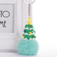 Plush Key Clasp, with Soft PVC & Zinc Alloy, Christmas Tree, for woman 