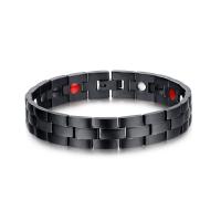 316L Stainless Steel Bracelet, with Gemstone, gun black plated, with magnetic & for man Approx 8.5 Inch 