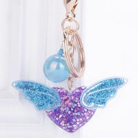 Acrylic Key Clasp, with Sequins & Zinc Alloy, Winged Heart, injection moulding, for woman 