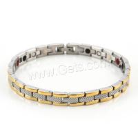 Titanium Steel Bracelet, with Gemstone, plated, with magnetic & for woman Approx 8.3 Inch 