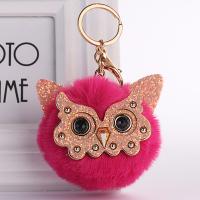 Plush Key Clasp, with Sequins & Zinc Alloy & Acrylic, Owl, cute & for woman 
