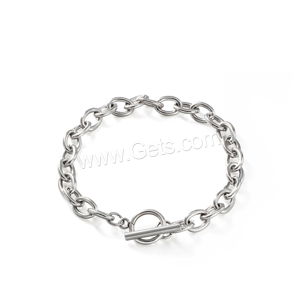 Titanium Steel Bracelet, titanium steel toggle clasp, fashion jewelry & Unisex & different size for choice, original color, Length:Approx 8.7 Inch, Sold By Strand