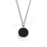 Stainless Steel Sweater Chain Necklace, 316L Stainless Steel, with Gemstone, plated & for woman, black  Approx 24.3 Inch 