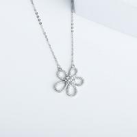 純銀製の宝石類のネックレス, 92.5％純度シルバー, 花形, プラチナメッキ, 女性用 & ライン石のある & くり抜き, 長さ:約 19.7 インチ, 売り手 ストランド