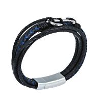 PU Leather Cord Bracelets, with 316L Stainless Steel, plated, fashion jewelry & Unisex, black, 22cm Approx 8.66 Inch 