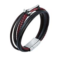 PU Leather Cord Bracelets, with 316L Stainless Steel, plated, fashion jewelry & Unisex, black, 28cm Approx 8.66 Inch 