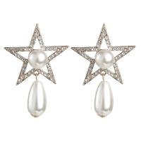 Plastic Pearl Zinc Alloy Earring, with Plastic Pearl, plated, fashion jewelry & for woman & with rhinestone 