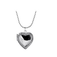 Zinc Alloy Locket Necklace, Heart, plated, fashion jewelry & for woman & with rhinestone Inch 