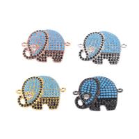 Cubic Zirconia Micro Pave Brass Connector, Elephant, plated, DIY & micro pave cubic zirconia 22*14mm 