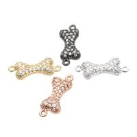 Cubic Zirconia Micro Pave Brass Pendant, Dog Bone, plated, DIY & can be used as pendant or connector & micro pave cubic zirconia 